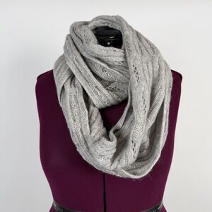 Celeste Gray  Wool Cashmere Infinity Womens Scarf Wrap Cable Knit 62 x12